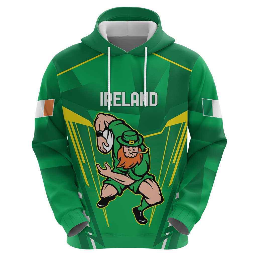 Ireland Rugby Custom Zip Hoodie Irish Warrior Mascot Go Shamrock