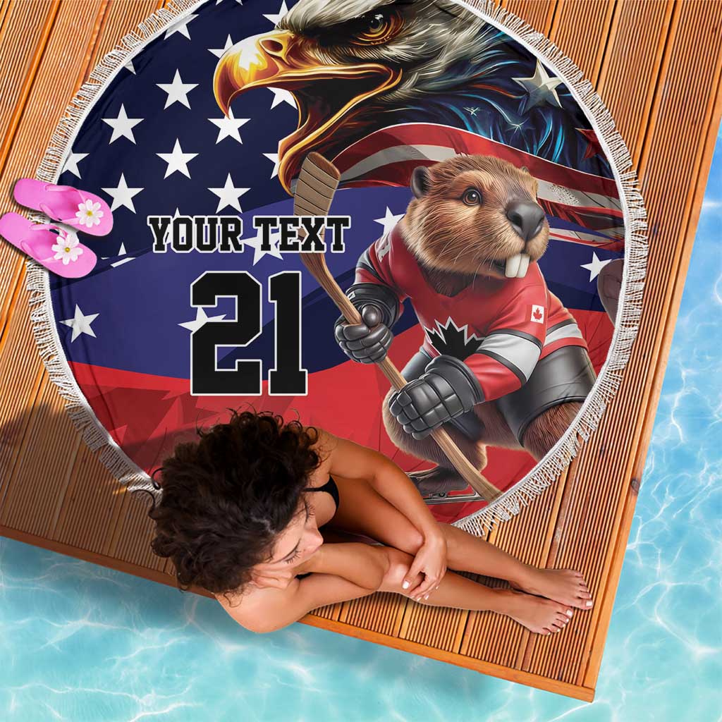 USA Canada Ice Hockey Custom Beach Blanket Go Champion 4 Nations