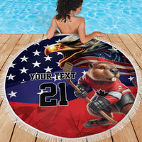 USA Canada Ice Hockey Custom Beach Blanket Go Champion 4 Nations