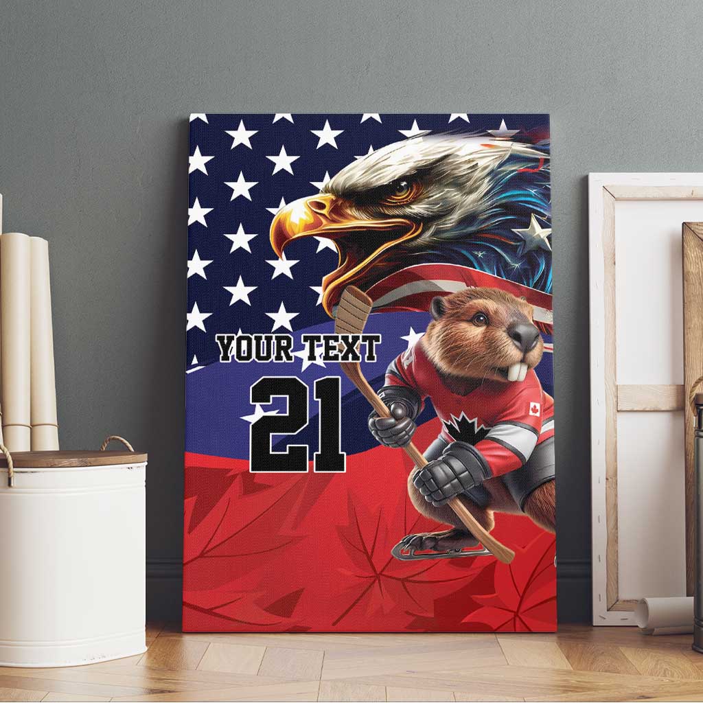 USA Canada Ice Hockey Custom Canvas Wall Art Go Champion 4 Nations