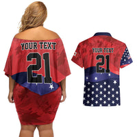 USA Canada Ice Hockey Custom Couples Matching Off Shoulder Short Dress and Hawaiian Shirt Go Champion 4 Nations