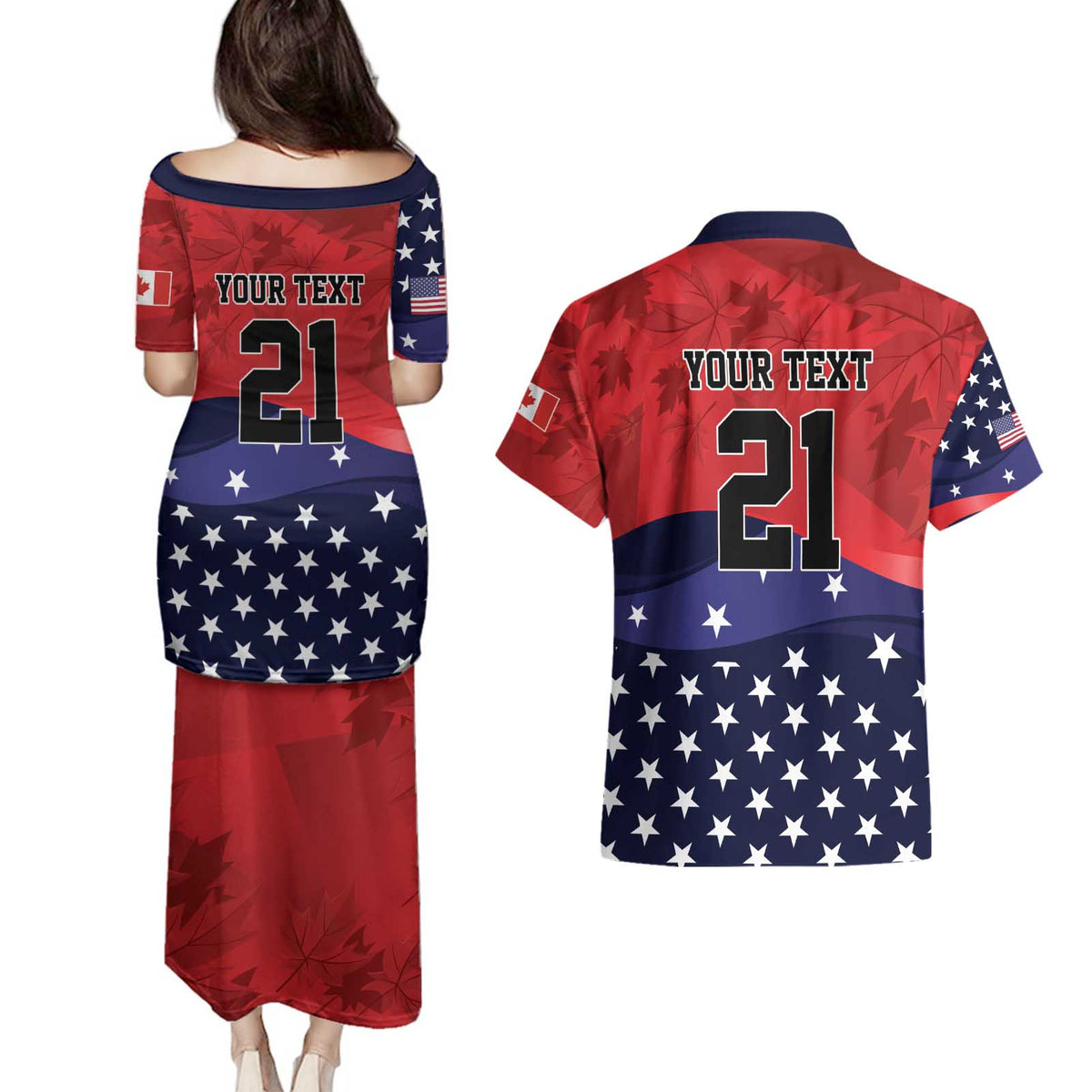 USA Canada Ice Hockey Custom Couples Matching Puletasi and Hawaiian Shirt Go Champion 4 Nations