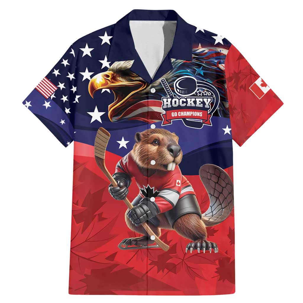 USA Canada Ice Hockey Custom Family Matching Mermaid Dress and Hawaiian Shirt Go Champion 4 Nations
