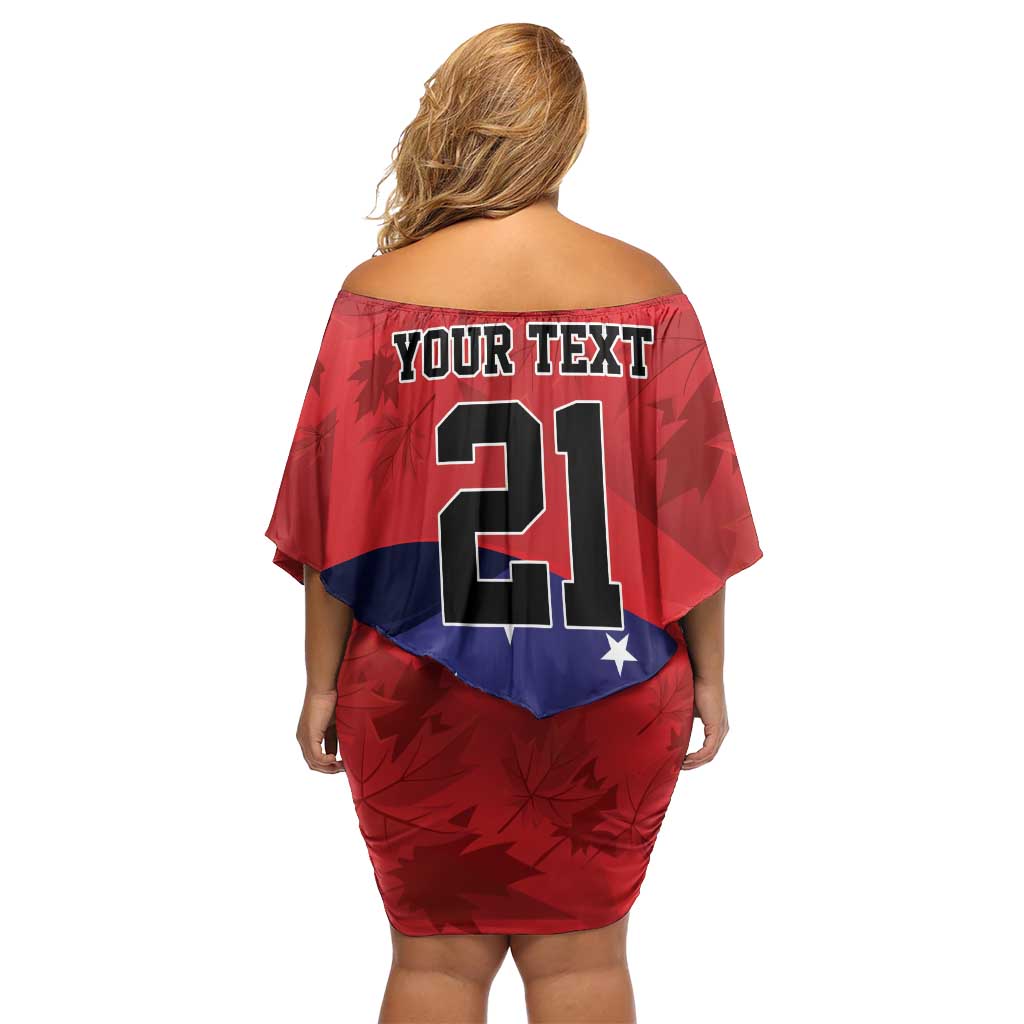 USA Canada Ice Hockey Custom Family Matching Off Shoulder Short Dress and Hawaiian Shirt Go Champion 4 Nations