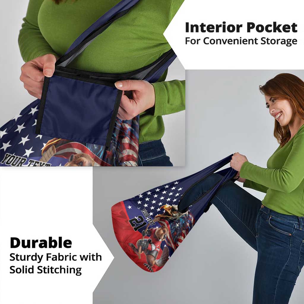 USA Canada Ice Hockey Custom Grocery Bag Go Champion 4 Nations