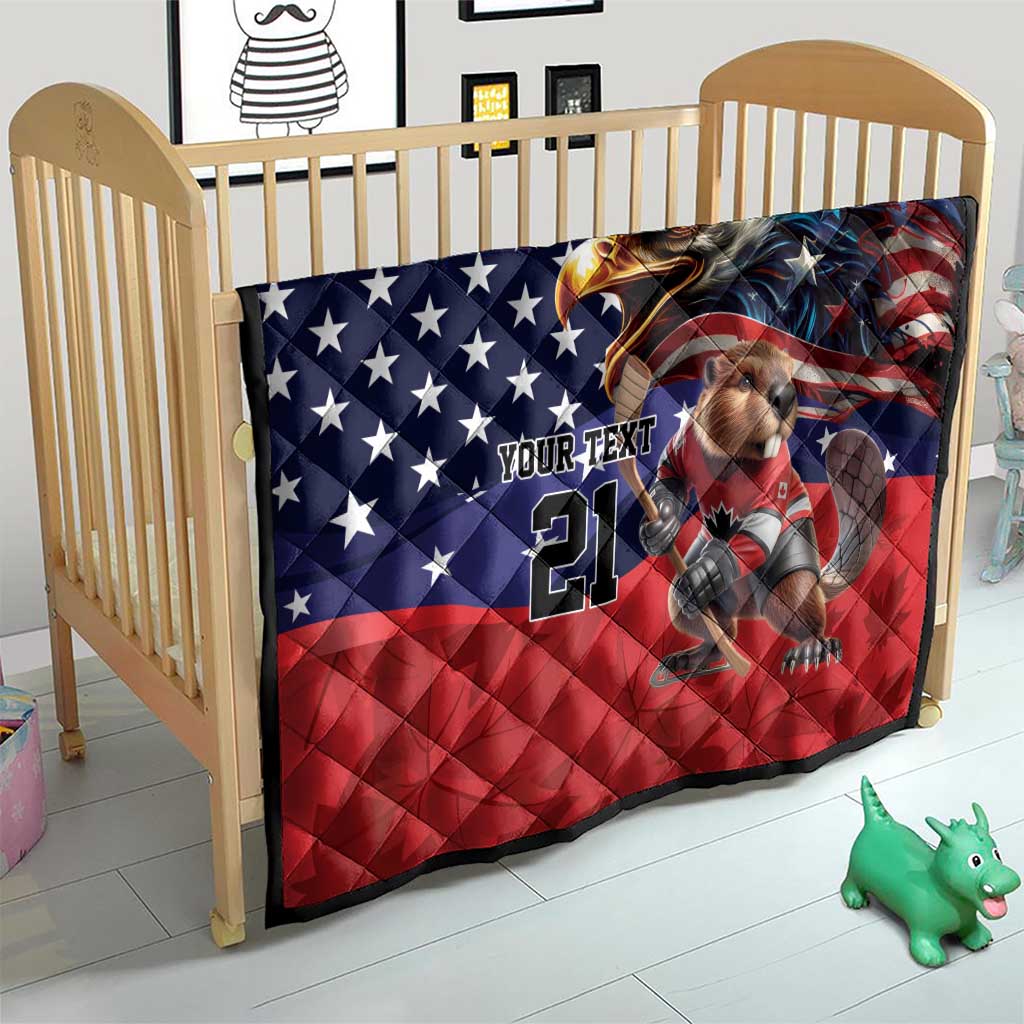 USA Canada Ice Hockey Custom Quilt Go Champion 4 Nations