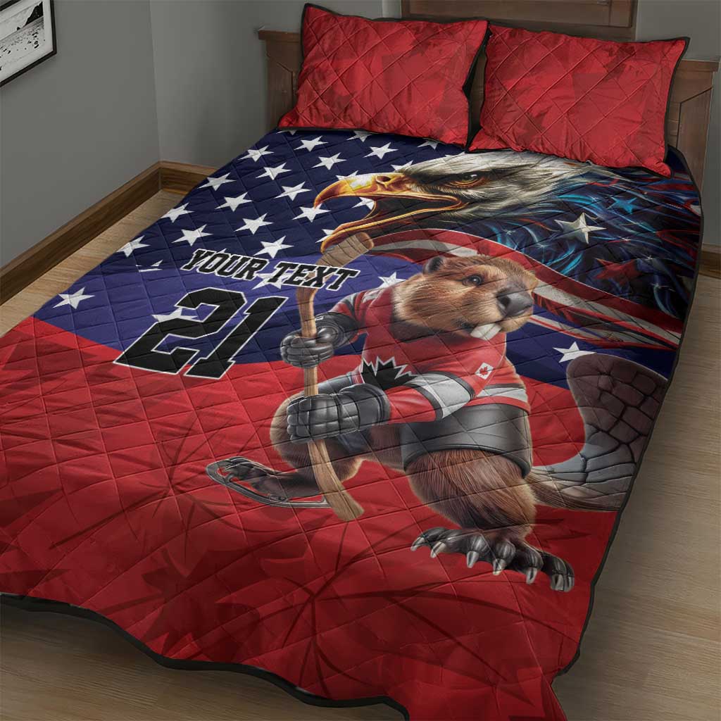 USA Canada Ice Hockey Custom Quilt Bed Set Go Champion 4 Nations