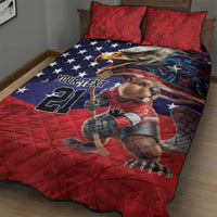 USA Canada Ice Hockey Custom Quilt Bed Set Go Champion 4 Nations