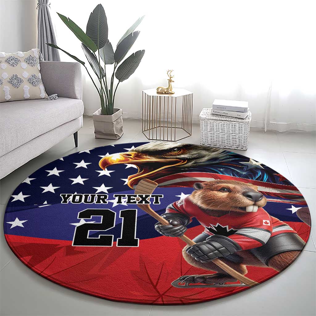 USA Canada Ice Hockey Custom Round Carpet Go Champion 4 Nations