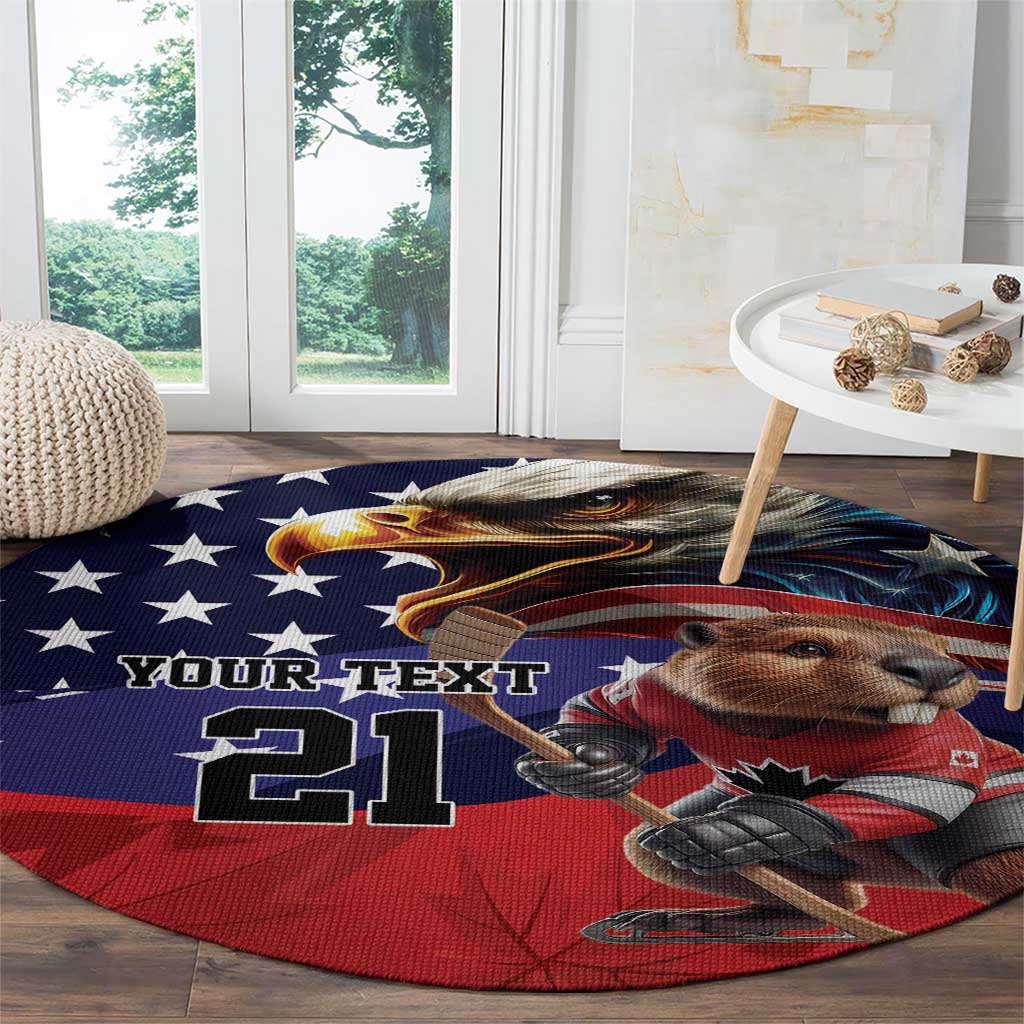 USA Canada Ice Hockey Custom Round Carpet Go Champion 4 Nations