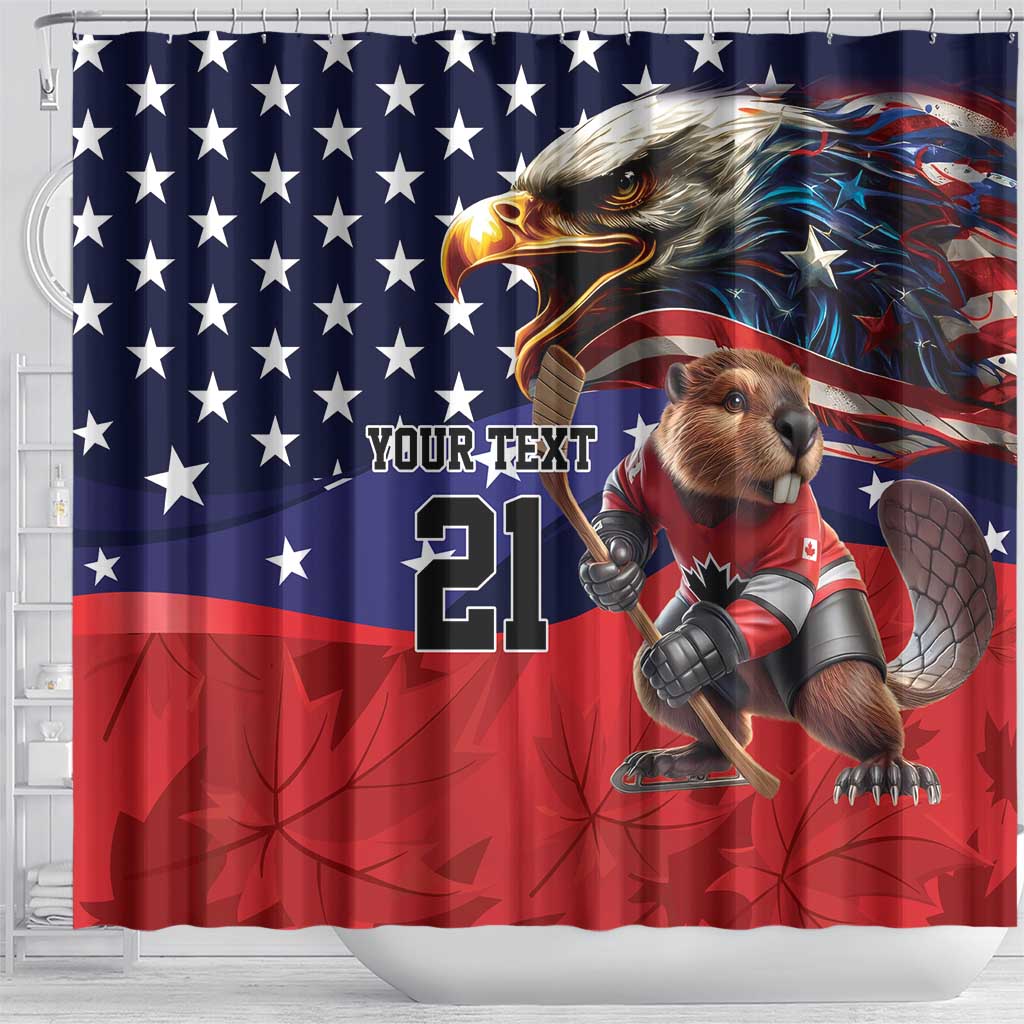 USA Canada Ice Hockey Custom Shower Curtain Go Champion 4 Nations