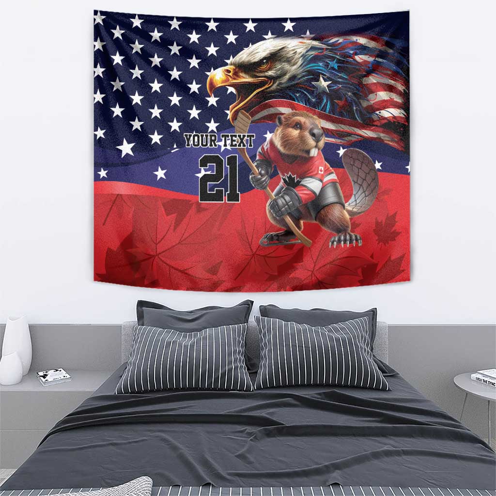USA Canada Ice Hockey Custom Tapestry Go Champion 4 Nations