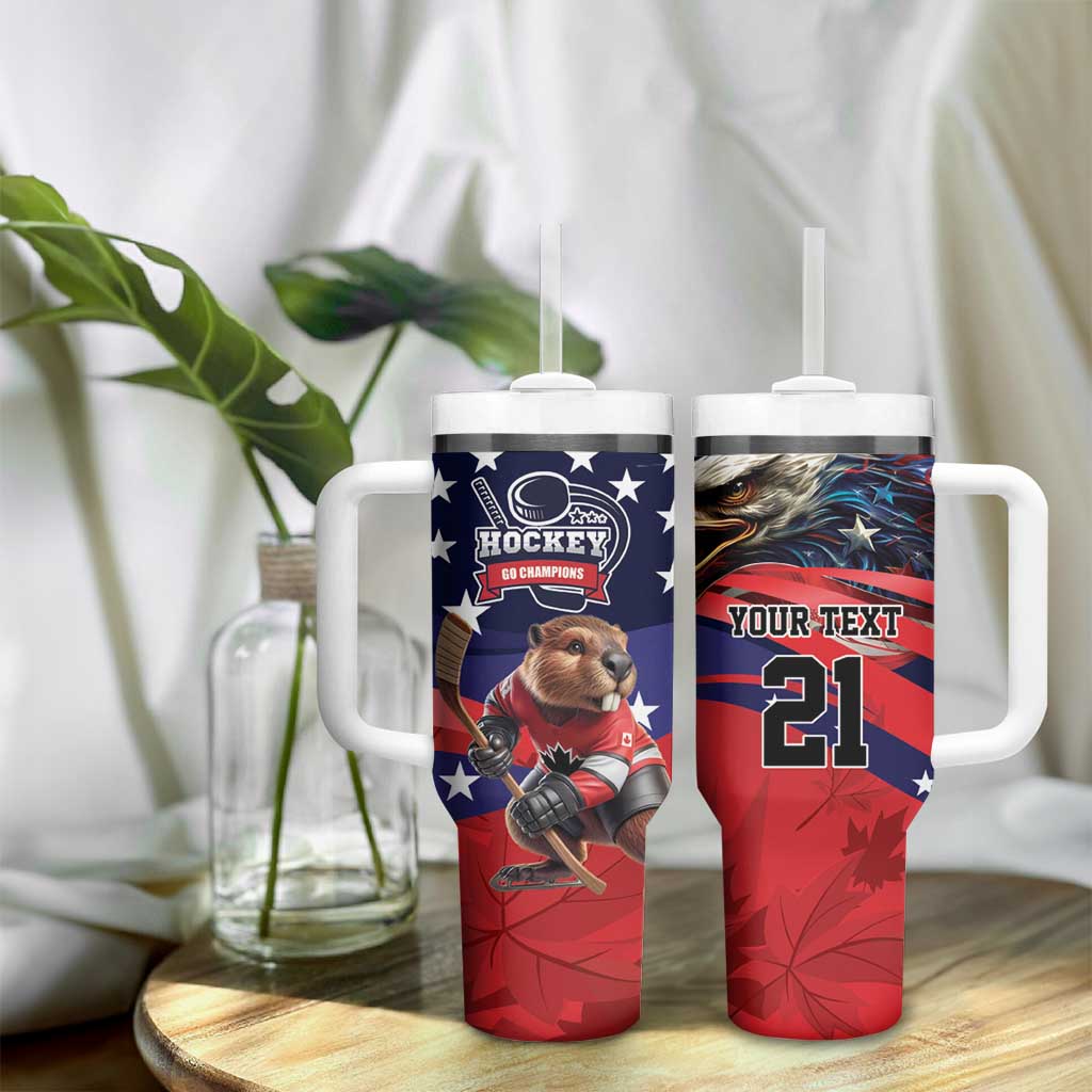 USA Canada Ice Hockey Custom Tumbler With Handle Go Champion Confrontation des 4 nations