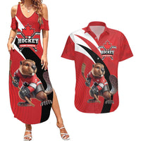 Canada Hockey Custom Couples Matching Summer Maxi Dress and Hawaiian Shirt Go Champion 4 Nations