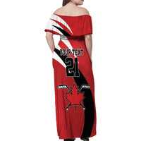 Canada Hockey Custom Family Matching Off Shoulder Maxi Dress and Hawaiian Shirt Go Champion 4 Nations