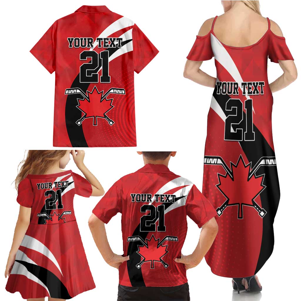 Canada Hockey Custom Family Matching Summer Maxi Dress and Hawaiian Shirt Go Champion 4 Nations