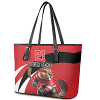 Canada Hockey Custom Leather Tote Bag Go Champion 4 Nations