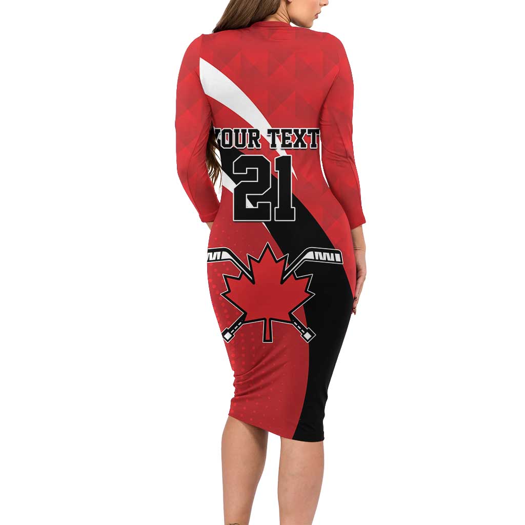 Canada Hockey Custom Long Sleeve Bodycon Dress Go Champion 4 Nations
