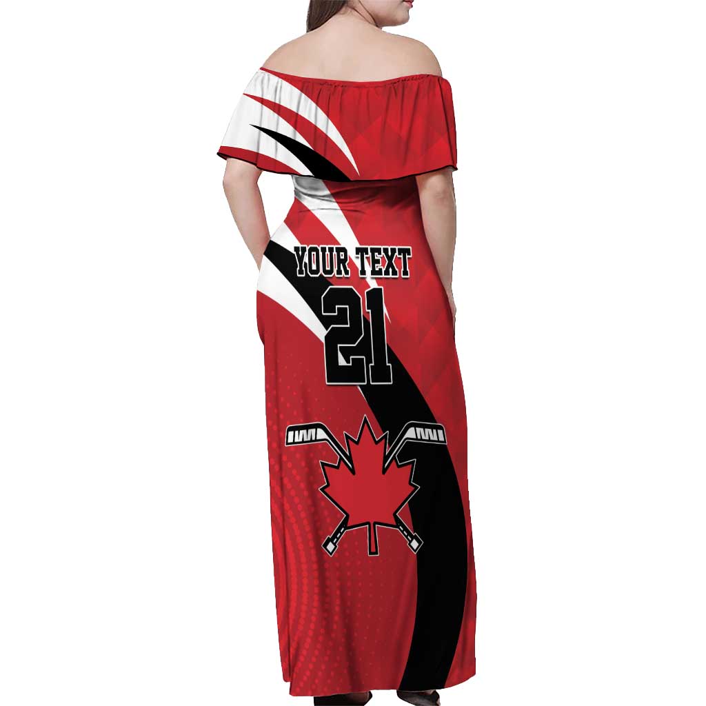 Canada Hockey Custom Off Shoulder Maxi Dress Go Champion 4 Nations