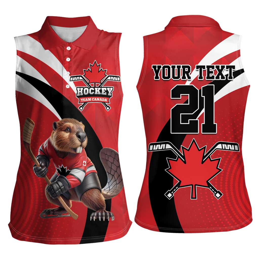Canada Hockey Custom Women Sleeveless Polo Shirt Go Champion 4 Nations