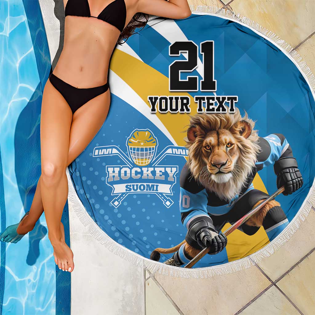 Finland Leijonat Hockey Custom Beach Blanket Suomen Jaakiekkoliitto 4 Nations
