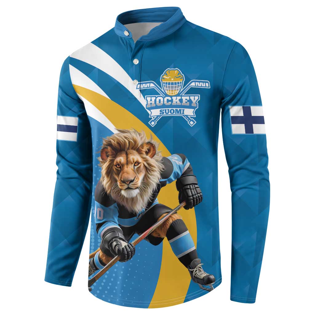 Finland Leijonat Hockey Custom Button Sweatshirt Suomen Jaakiekkoliitto 4 Nations