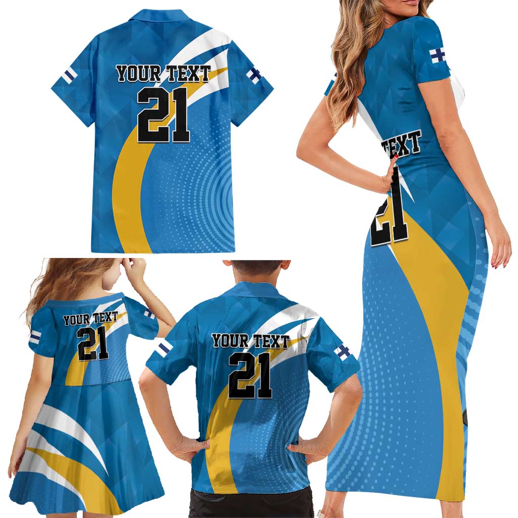 Finland Leijonat Hockey Custom Family Matching Short Sleeve Bodycon Dress and Hawaiian Shirt Suomen Jaakiekkoliitto 4 Nations