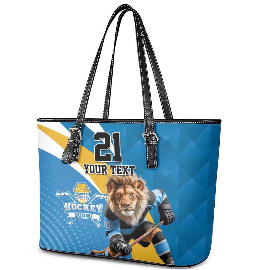 Finland Leijonat Hockey Custom Leather Tote Bag Suomen Jaakiekkoliitto 4 Nations