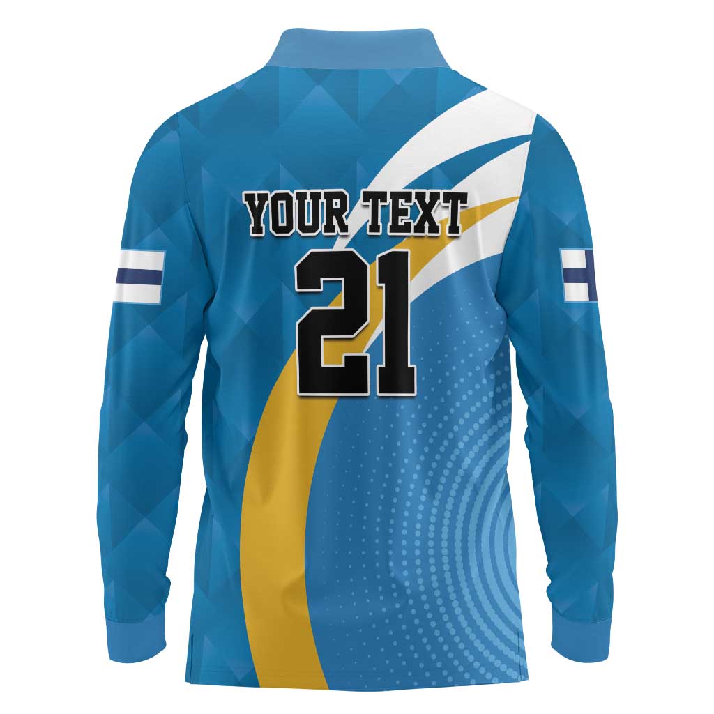 Finland Leijonat Hockey Custom Long Sleeve Polo Shirt Suomen Jaakiekkoliitto 4 Nations