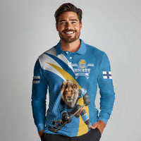 Finland Leijonat Hockey Custom Long Sleeve Polo Shirt Suomen Jaakiekkoliitto 4 Nations