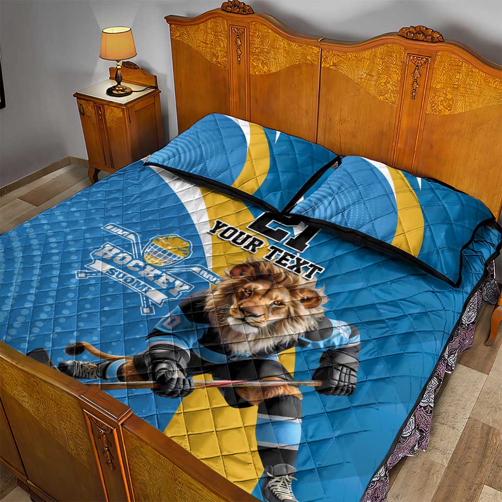 Finland Leijonat Hockey Custom Quilt Bed Set Suomen Jaakiekkoliitto 4 Nations