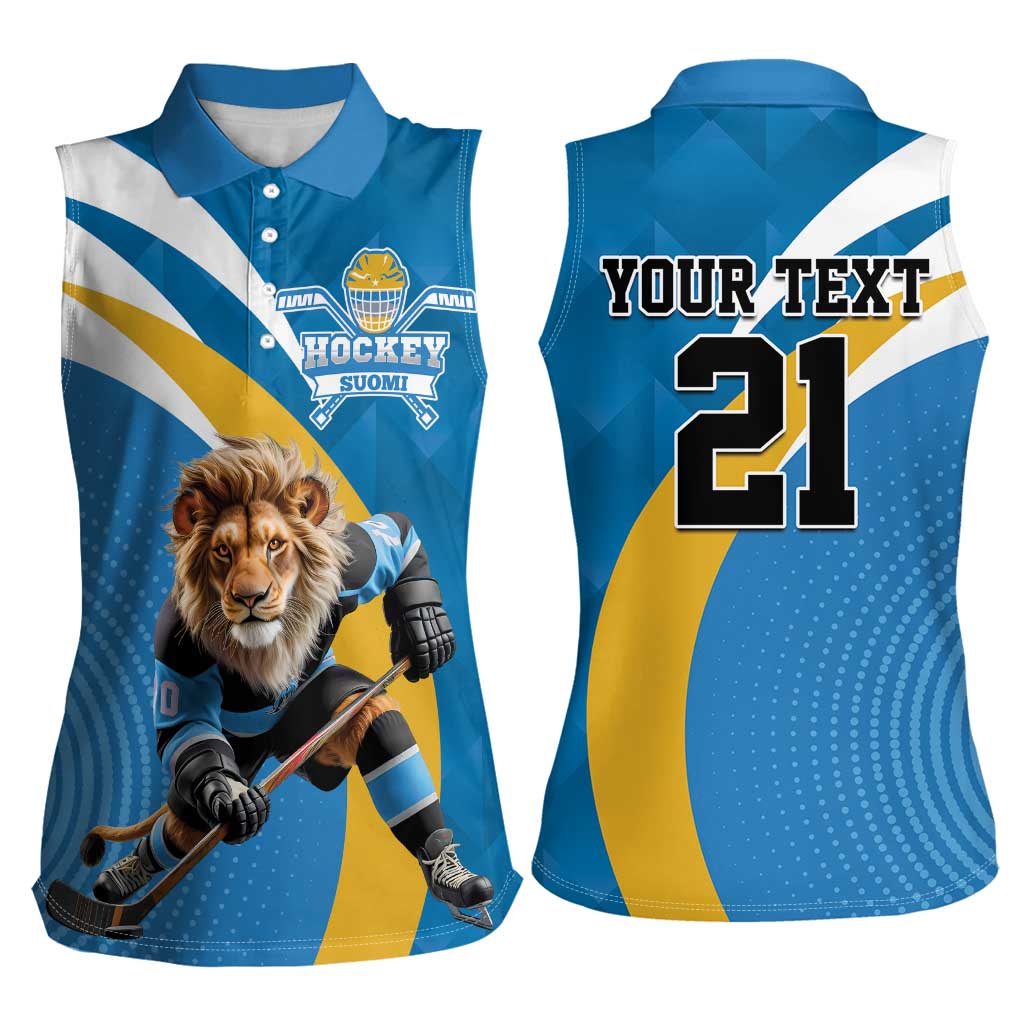 Finland Leijonat Hockey Custom Women Sleeveless Polo Shirt Suomen Jaakiekkoliitto 4 Nations