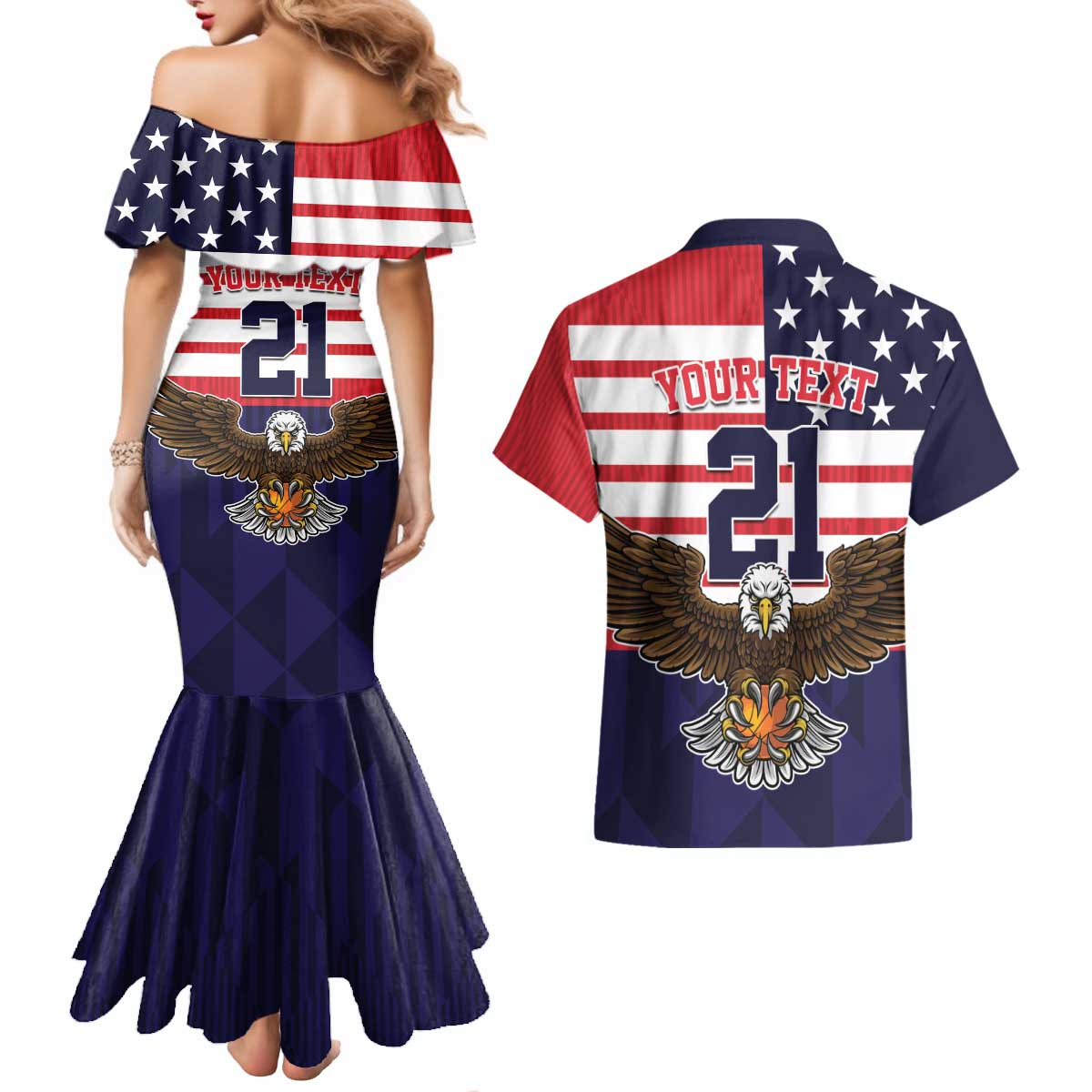 United States Basketball Custom Couples Matching Mermaid Dress and Hawaiian Shirt Team USA One For All