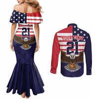 United States Basketball Custom Couples Matching Mermaid Dress and Long Sleeve Button Shirt Team USA One For All