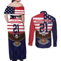 United States Basketball Custom Couples Matching Off Shoulder Maxi Dress and Long Sleeve Button Shirt Team USA One For All