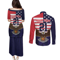 United States Basketball Custom Couples Matching Puletasi and Long Sleeve Button Shirt Team USA One For All