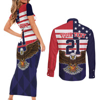 United States Basketball Custom Couples Matching Short Sleeve Bodycon Dress and Long Sleeve Button Shirt Team USA One For All