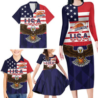 United States Basketball Custom Family Matching Long Sleeve Bodycon Dress and Hawaiian Shirt Team USA One For All