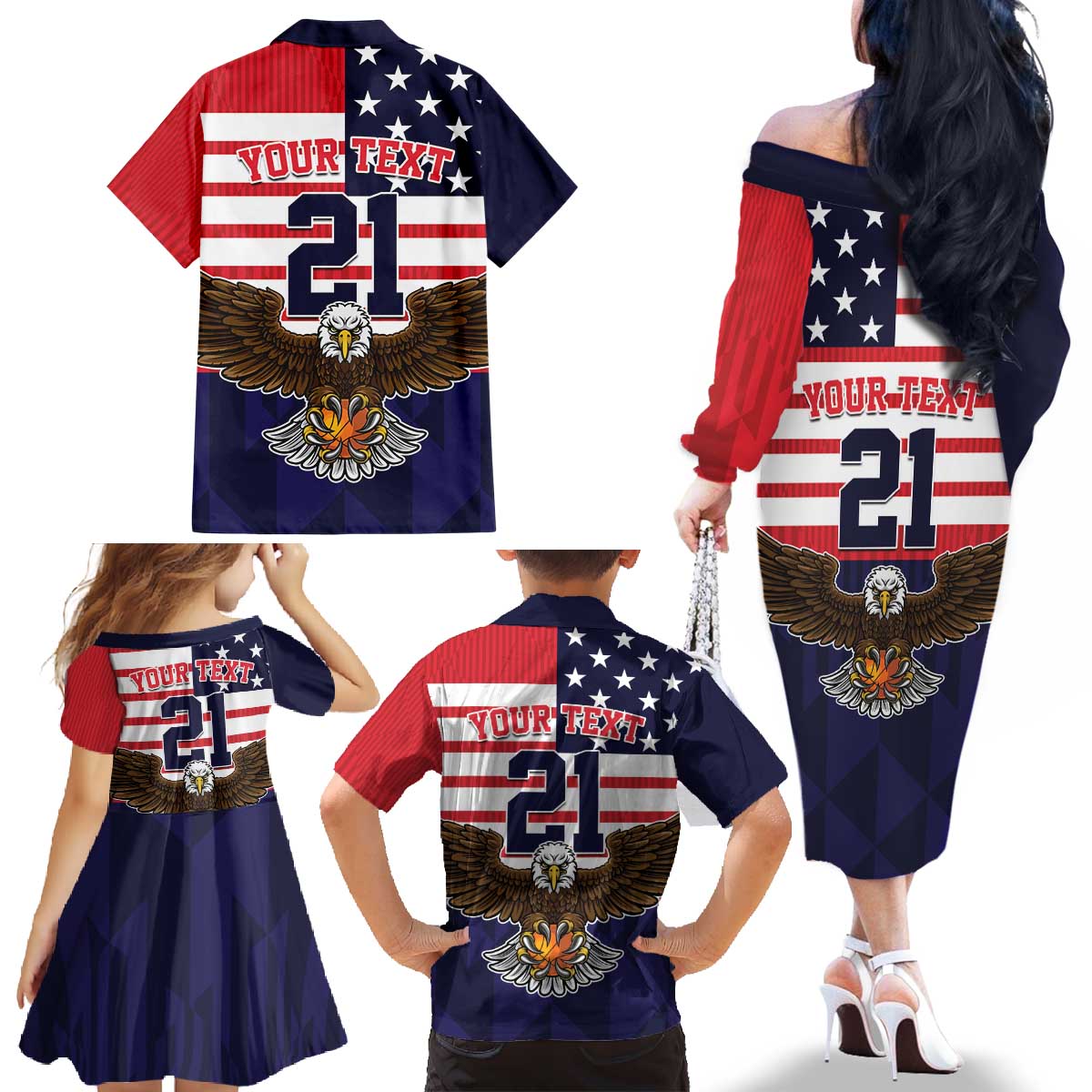United States Basketball Custom Family Matching Off The Shoulder Long Sleeve Dress and Hawaiian Shirt Team USA One For All