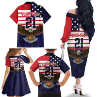 United States Basketball Custom Family Matching Off The Shoulder Long Sleeve Dress and Hawaiian Shirt Team USA One For All