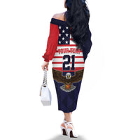 United States Basketball Custom Family Matching Off The Shoulder Long Sleeve Dress and Hawaiian Shirt Team USA One For All