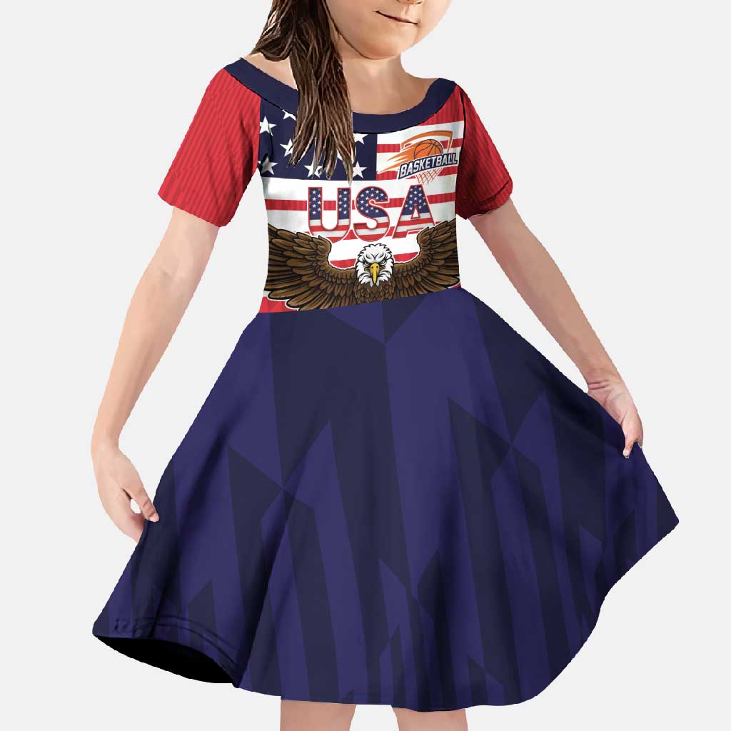 United States Basketball Custom Family Matching Off Shoulder Maxi Dress and Hawaiian Shirt Team USA One For All