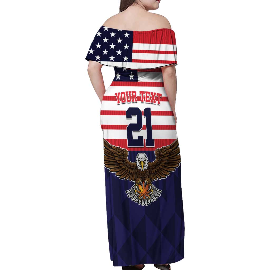 United States Basketball Custom Family Matching Off Shoulder Maxi Dress and Hawaiian Shirt Team USA One For All