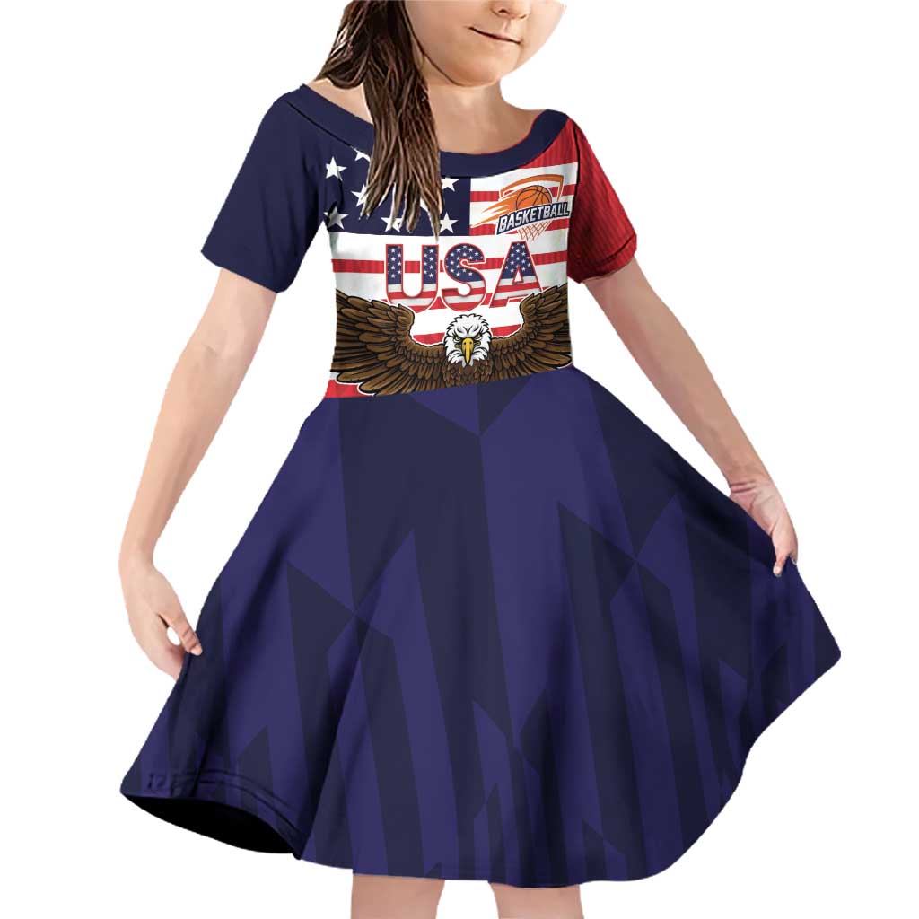 United States Basketball Custom Family Matching Off Shoulder Short Dress and Hawaiian Shirt Team USA One For All