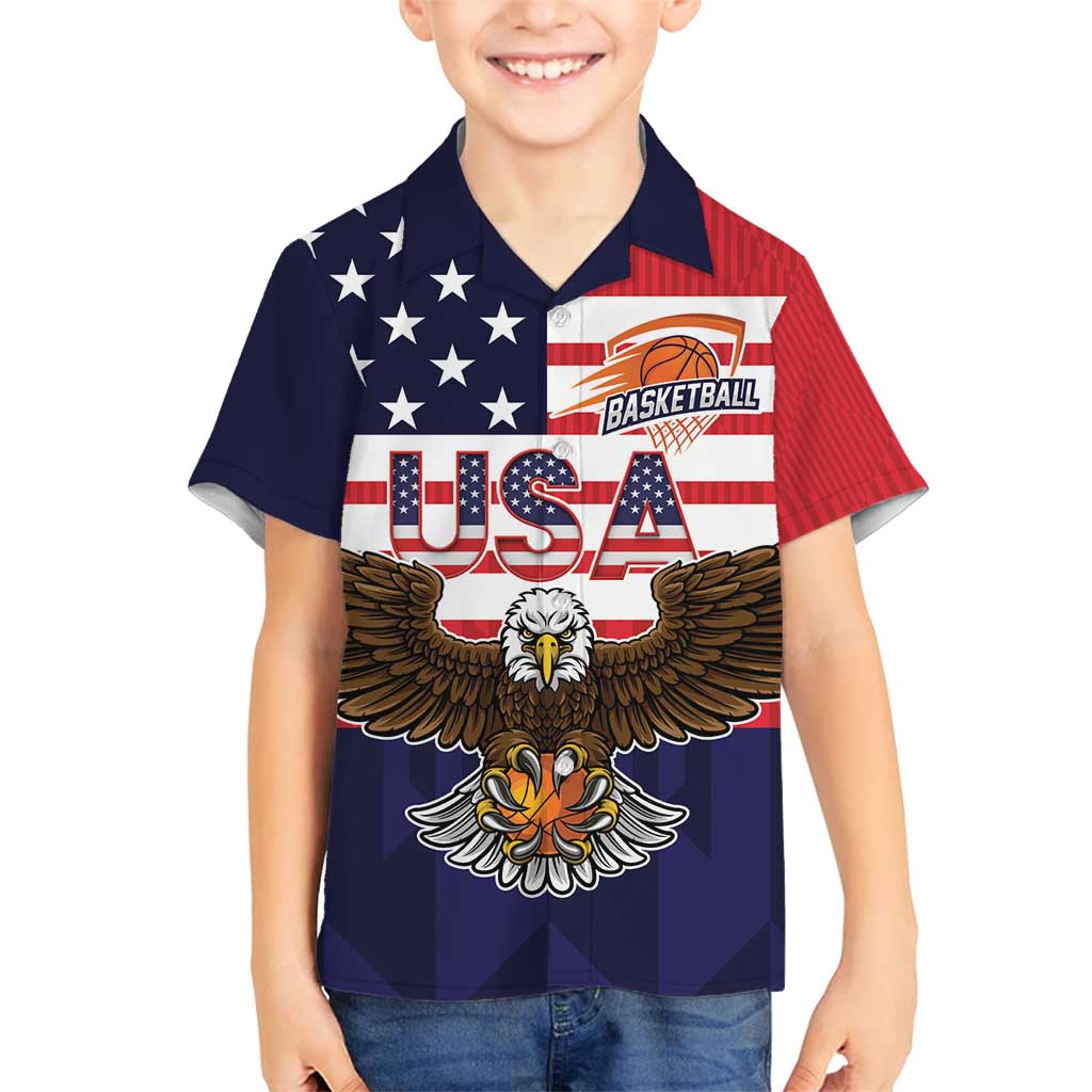 United States Basketball Custom Family Matching Off Shoulder Short Dress and Hawaiian Shirt Team USA One For All
