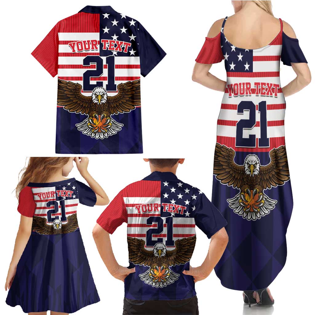 United States Basketball Custom Family Matching Summer Maxi Dress and Hawaiian Shirt Team USA One For All