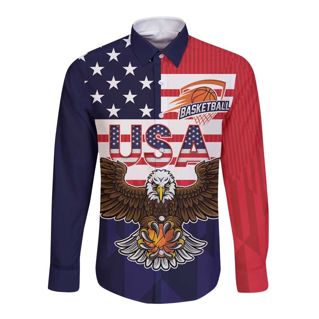 United States Basketball Custom Long Sleeve Button Shirt Team USA One For All