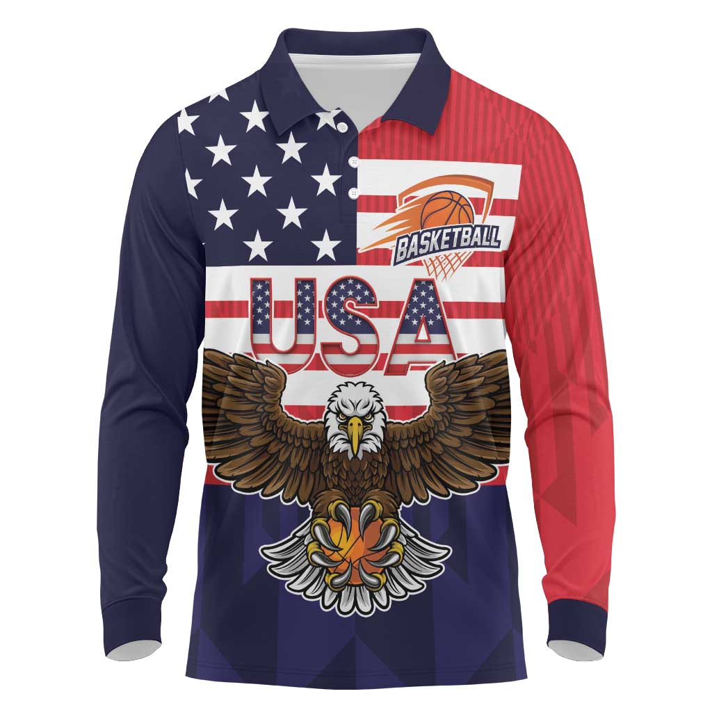 United States Basketball Custom Long Sleeve Polo Shirt Team USA One For All