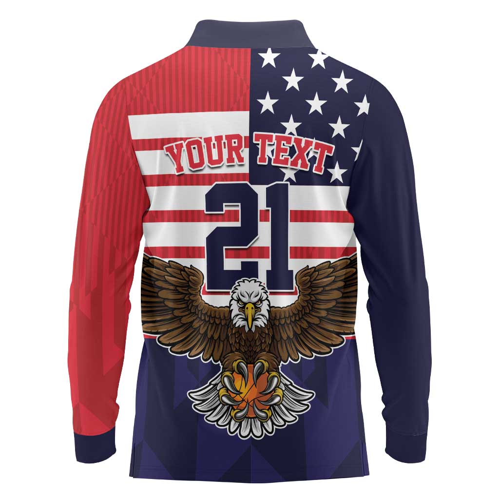 United States Basketball Custom Long Sleeve Polo Shirt Team USA One For All