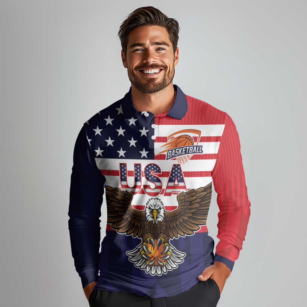 United States Basketball Custom Long Sleeve Polo Shirt Team USA One For All